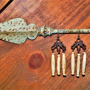 Hippie Rustic Bone & Copper Earrings